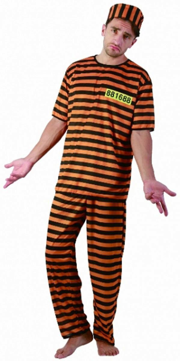 Mens Naughty Prisoner Costume Striped Short Sleeves Fancy Dress Outfit - Labreeze