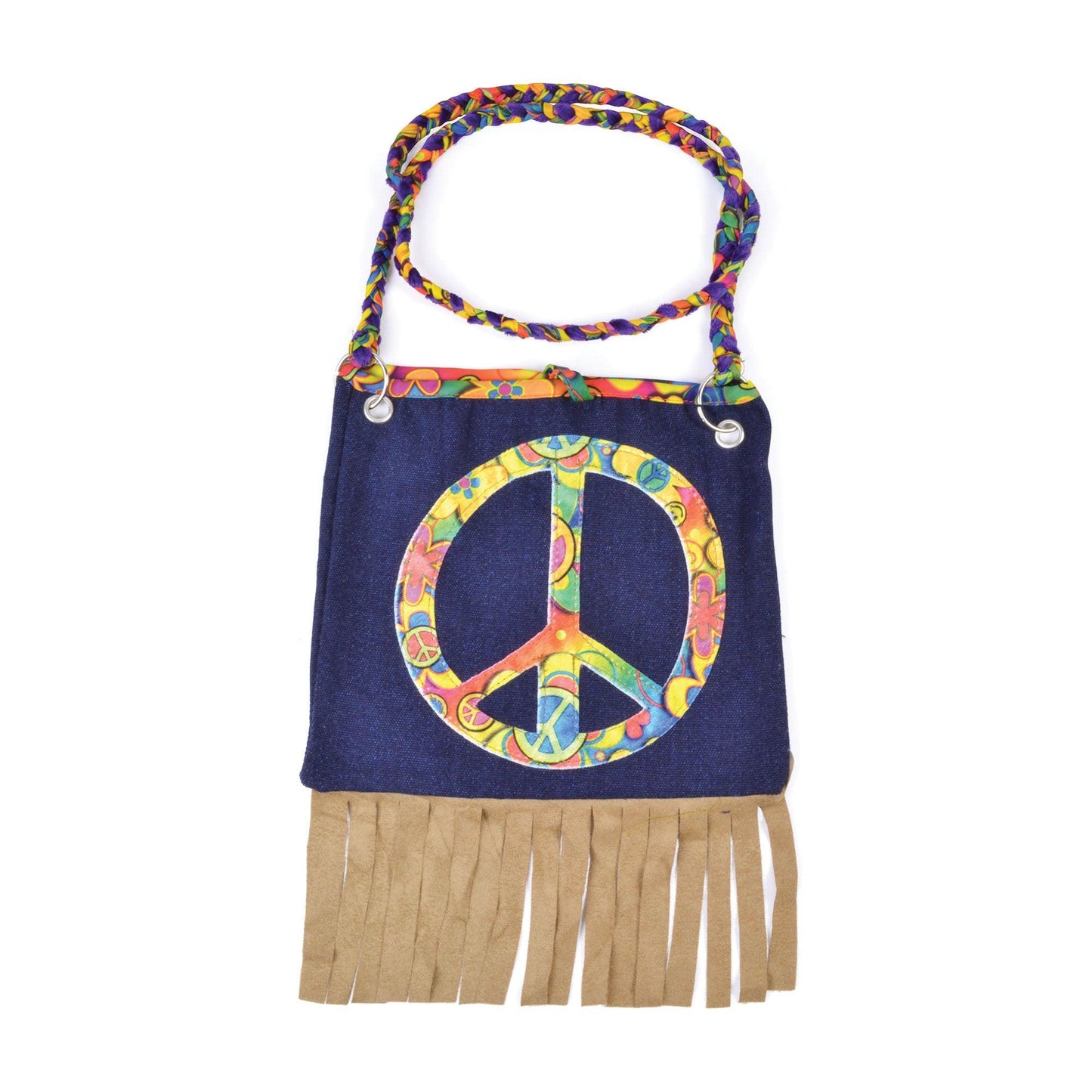 Multi color one size women hippy handbag for costume events - Labreeze
