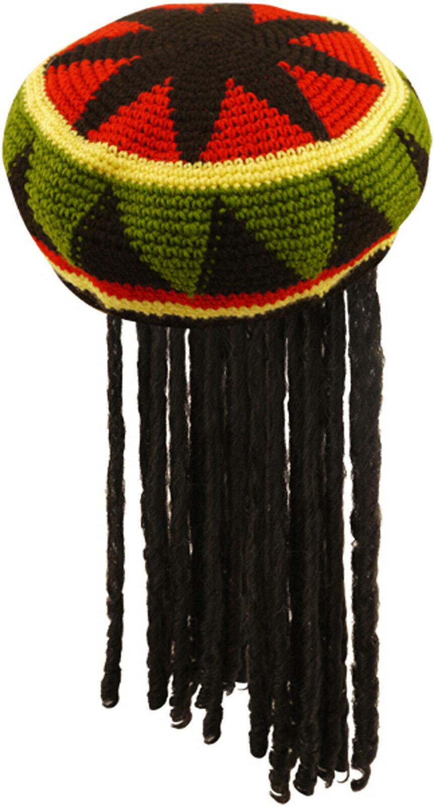 New Adults Jamaican Hat Wig with Dreadlocks Bob Marley Fancy Dress Hat - Labreeze