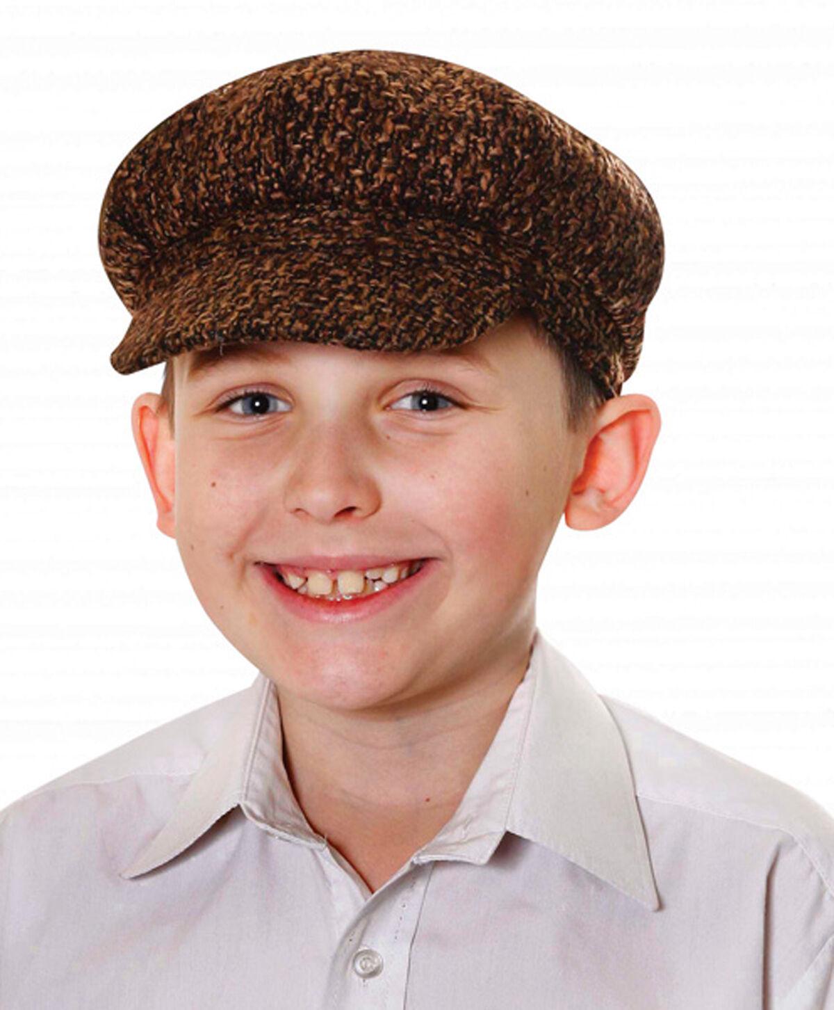 New Kids Boys Brown Tudor Victorian Chimney Sweeper Flat Cap Hat - Labreeze