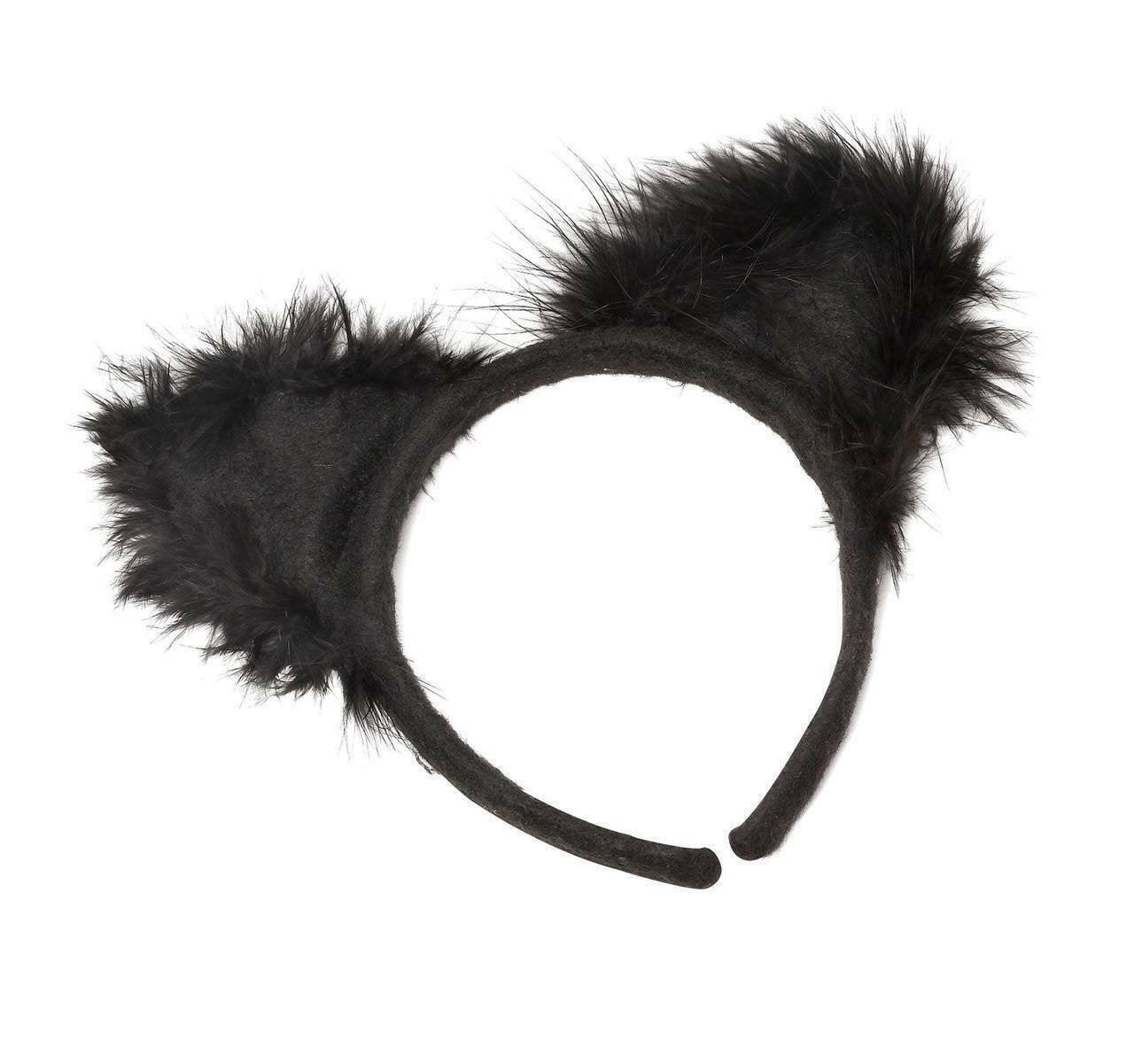 NEW Themed black Cat Ears With Marabou On A Headband - Labreeze