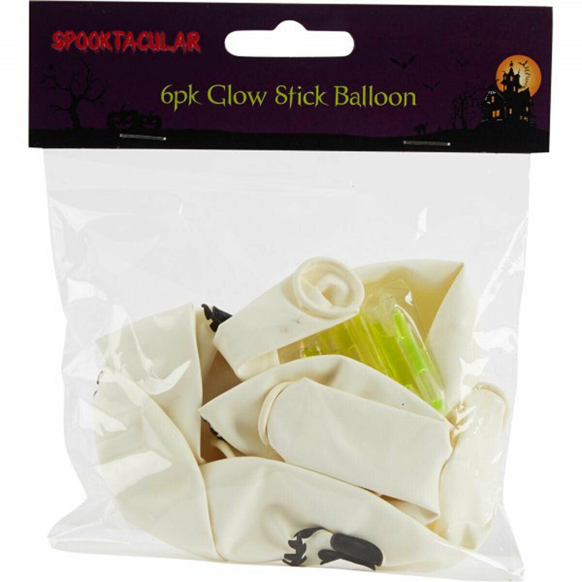 Pack of 6 Glow Stick Balloon Scary Printed Halloween Horror Party Decoration - Labreeze