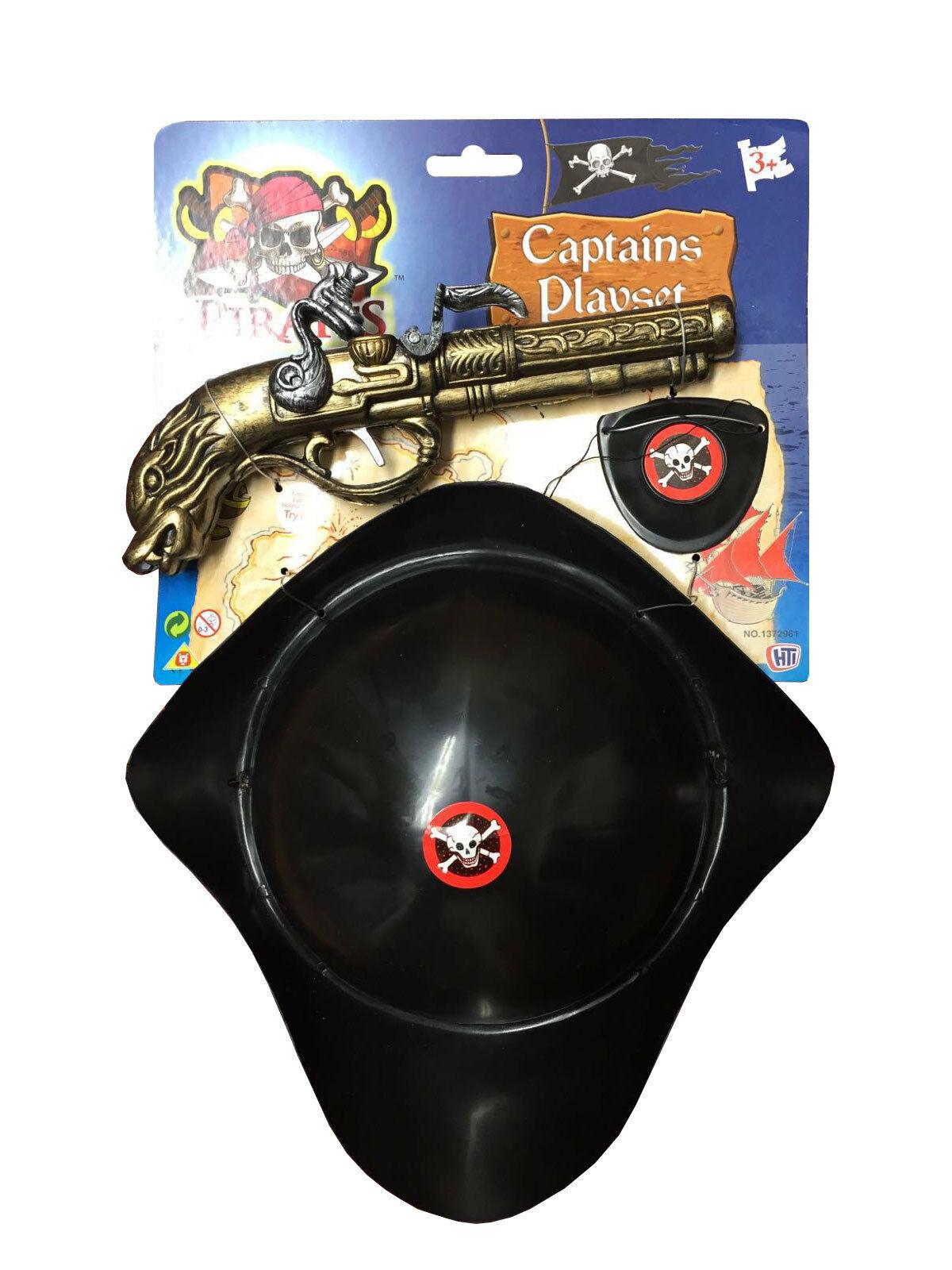 Pirate Hat & Pistol Set Captain Hat Pirate Jack Kids Toys Fancy Dress Kit - Labreeze