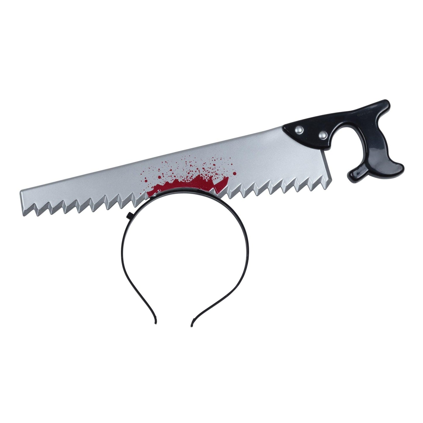 Plastic Silver Saw in Head on Headband Halloween Horror Fancy Dress Accessory - Labreeze