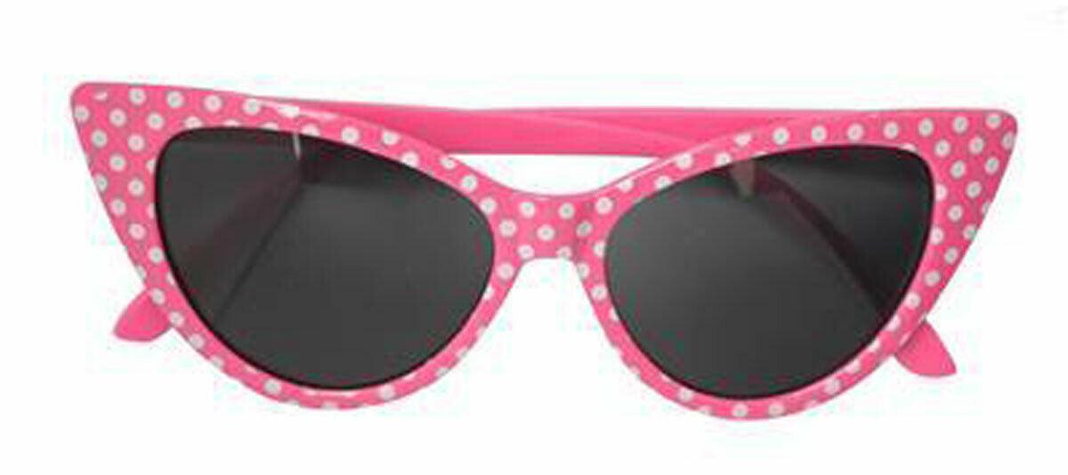 Polka Dot Cat Eye Sunglasses Retro Vintage Style 50's Fancy Dress Party Glasses - Labreeze