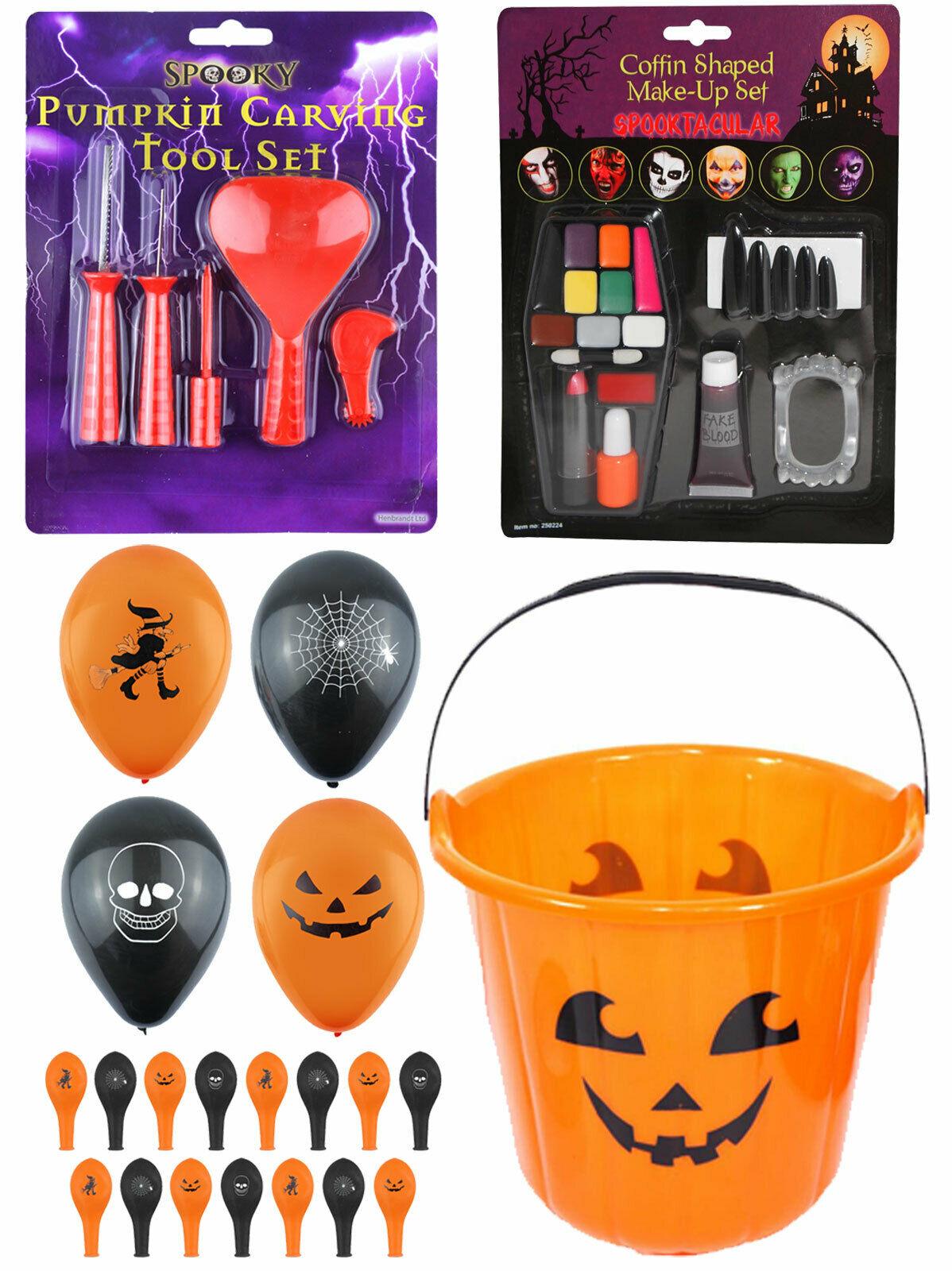 Pumpkin Carving Kit Balloons Bucket Make Up Halloween Horror Party Decoration - Labreeze