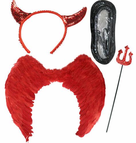 Red Sequin Horns Headband, Fork, Sequin Fork & Whip Valentine’s Day Fancy Dress - Labreeze