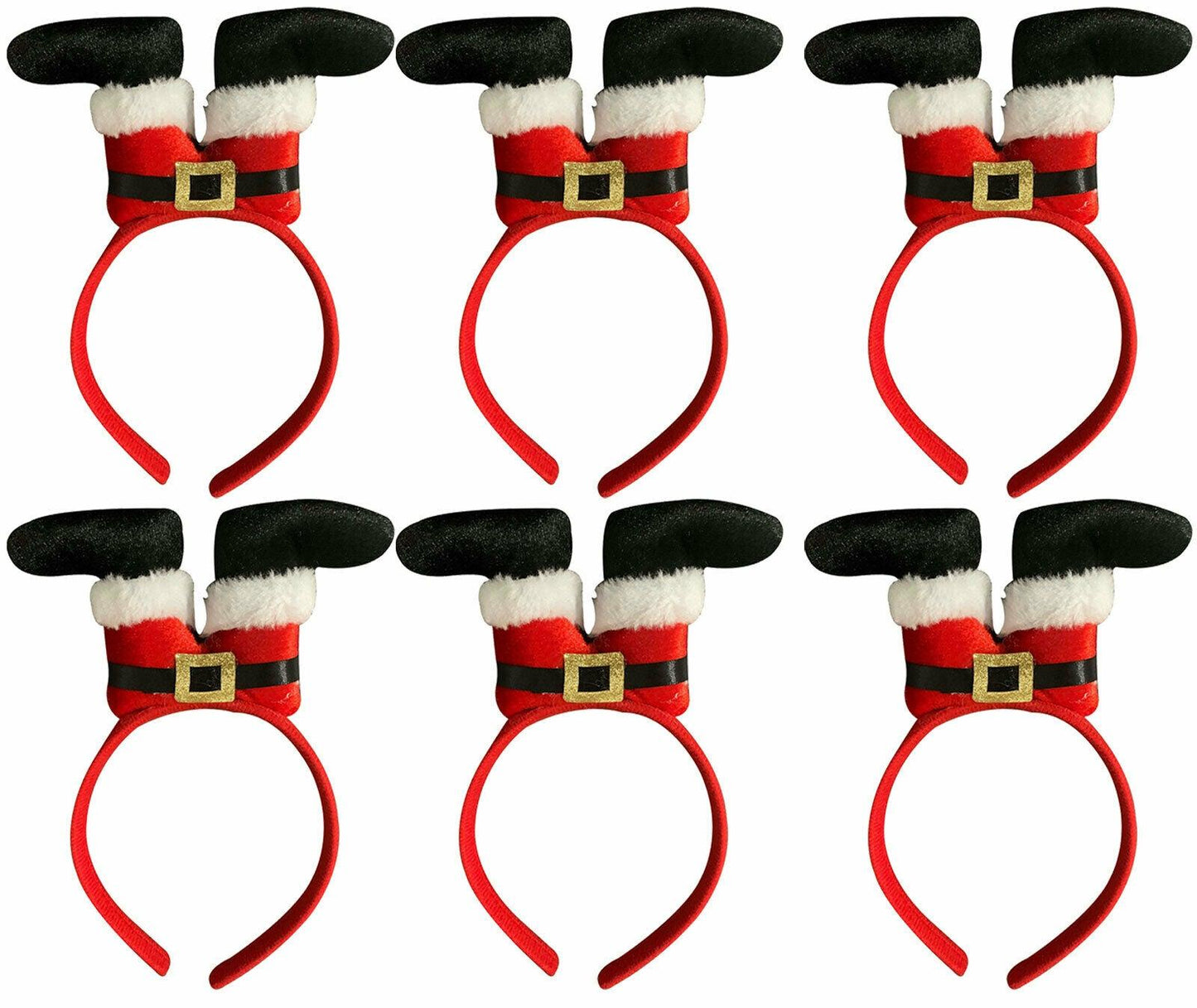 Santa legs upside Down Aliceband Red Christmas Fancy Dress Party Pack of 6 - Labreeze