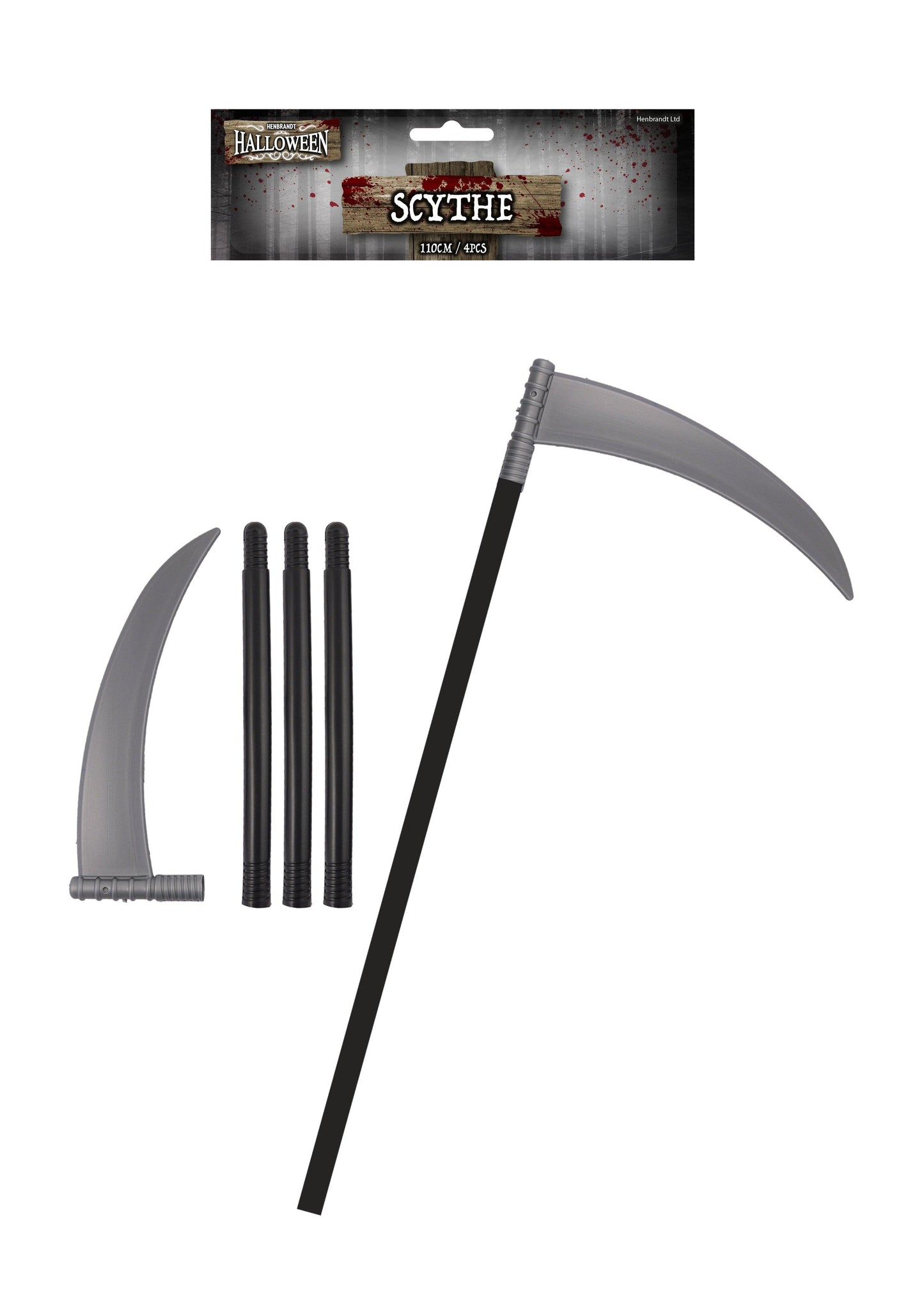 Scythe Grim Reaper Ghost 4 Pcs 110 cm Halloween Horror Fancy Dress Plastic Weapon - Labreeze