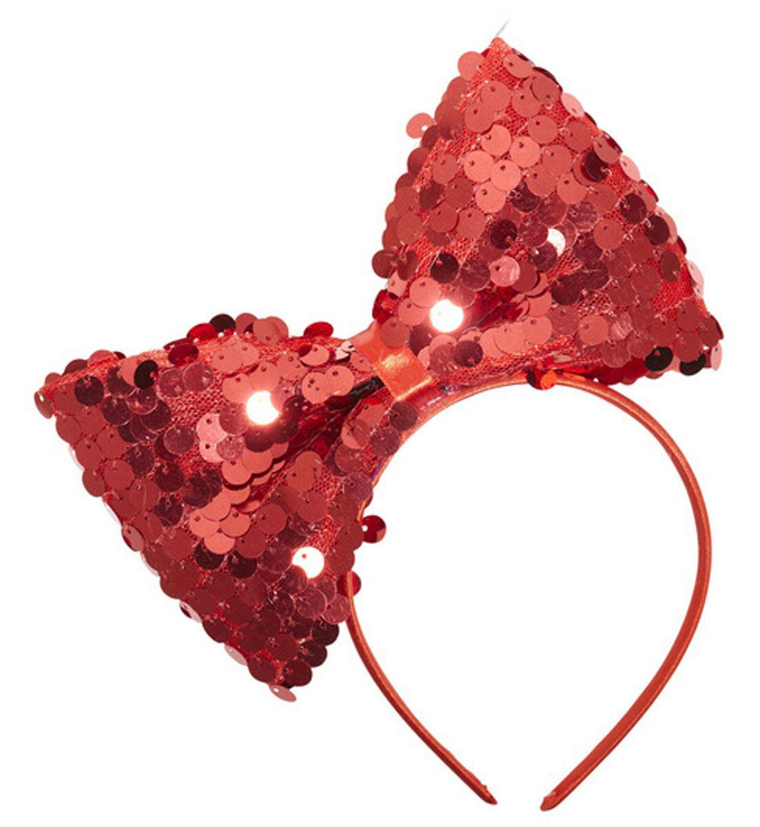 Sequin Bow Headband Fancy Dress Accessory Hair Band Ladies 80's Hen Night - Labreeze