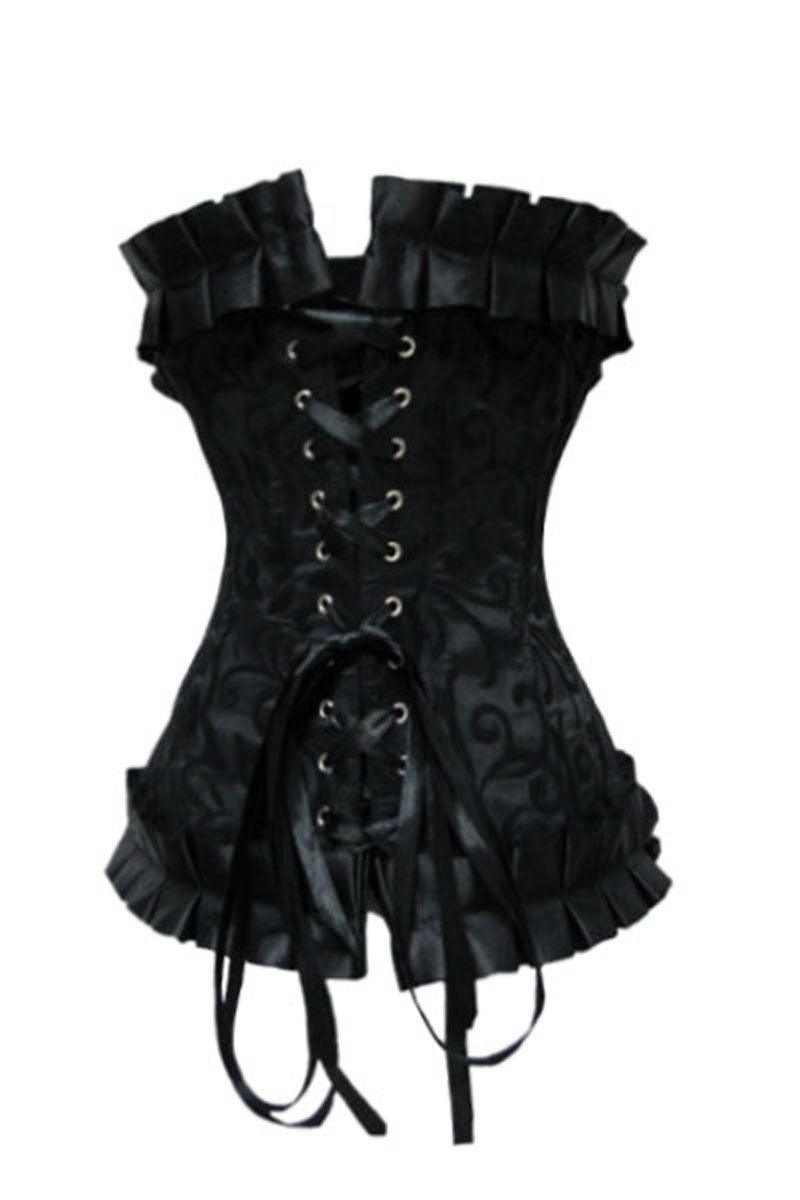 Sexy Black Ruffled under bust Corset Lace up Top - Labreeze