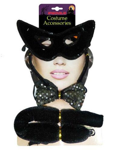 Sexy Sequinned Cat Women Petticoat Tutu Skirt Vest Eye Mask Bow Tie Headband Set - Labreeze