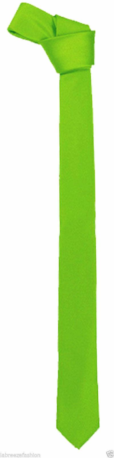 Solid Color Plain & Striped Slim Skinny Satin Tie Necktie - Labreeze