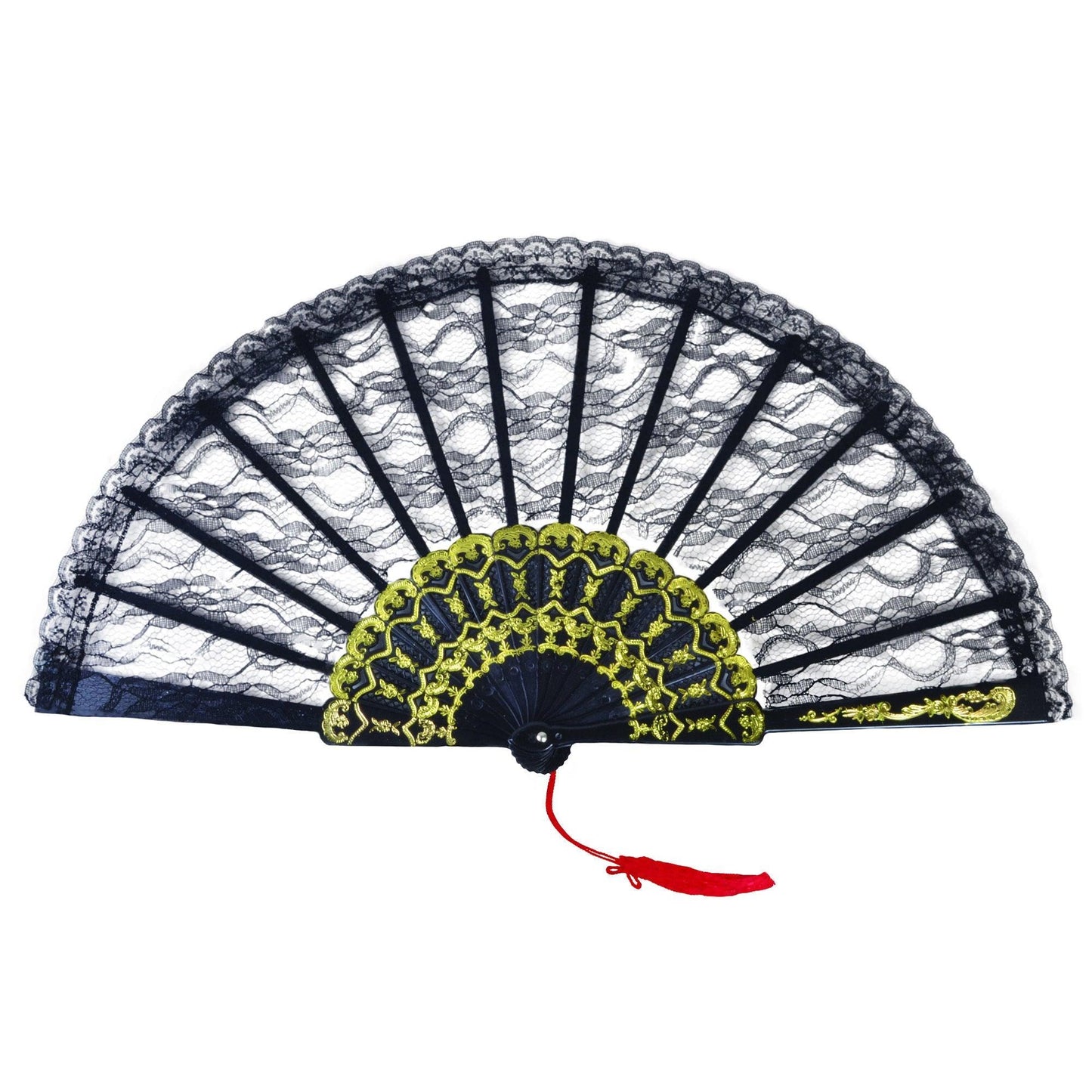 Spanish Black Lace Hand Fan, Wedding Party Accessory Fancy Dress - Labreeze