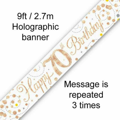Sparkling Fizz Holographic Flag Banner White Gold Birthday Party Decorations - Labreeze