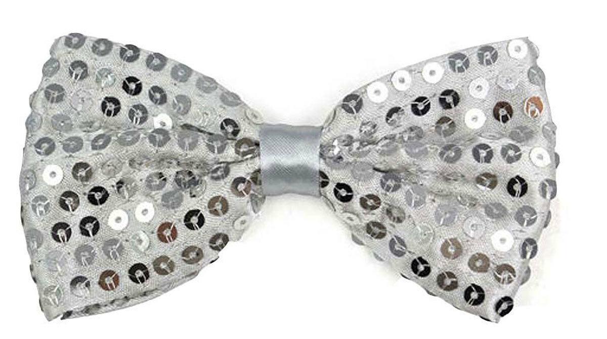 Sparkling Silve Sequin Hat Braces Dicky Dickie Bow Tie Fancy Party Accessory Set - Labreeze