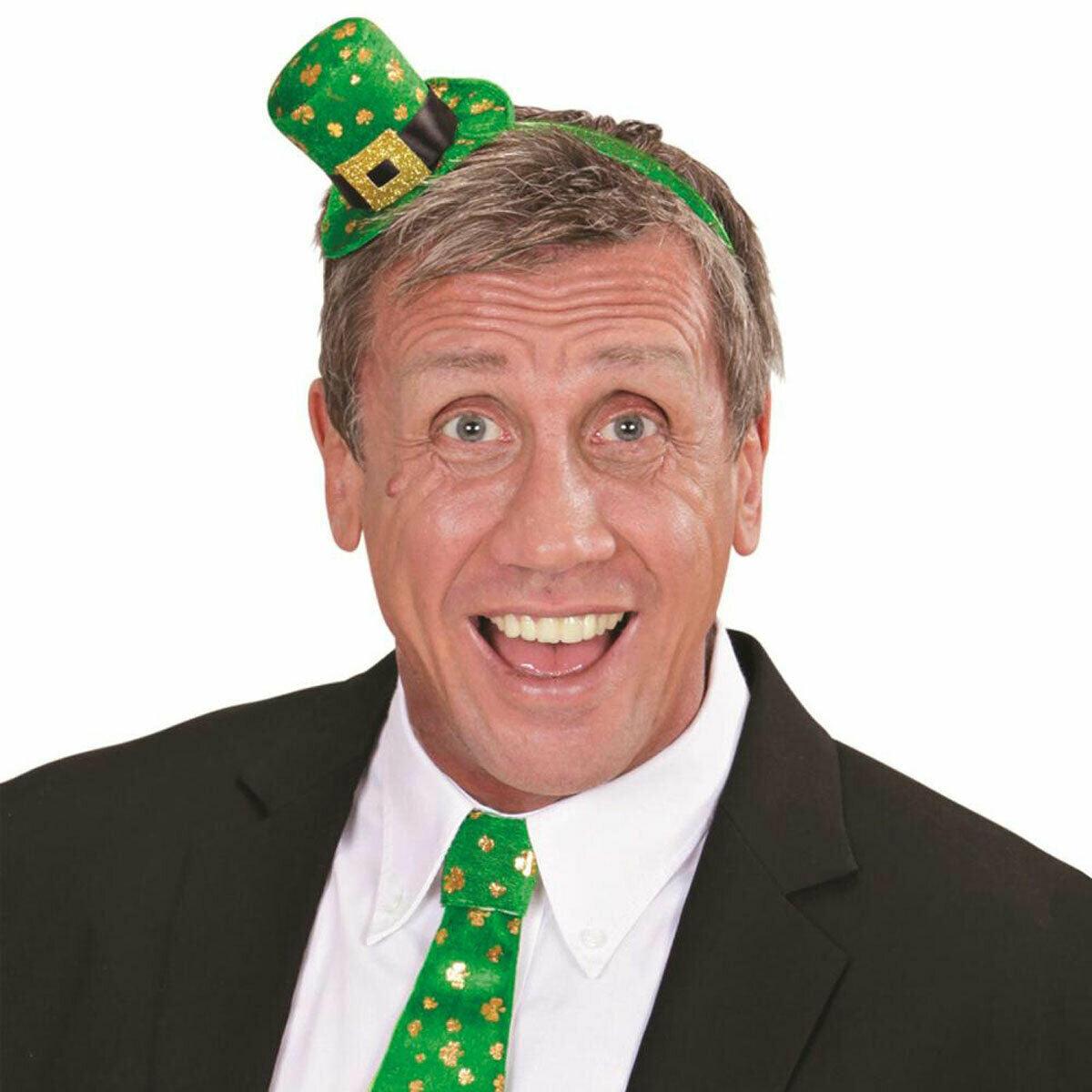 St Patrick’s Day Mini Top Hat on Headband Green Irish Fancy Dress Head Bopper - Labreeze