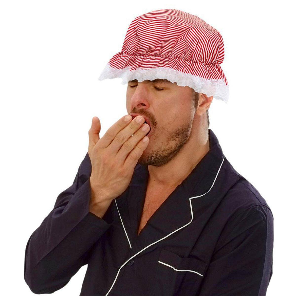 Stripped Mob Cap Bonnet with Lace Detailing Traditional Victorian Fancy Dress - Labreeze