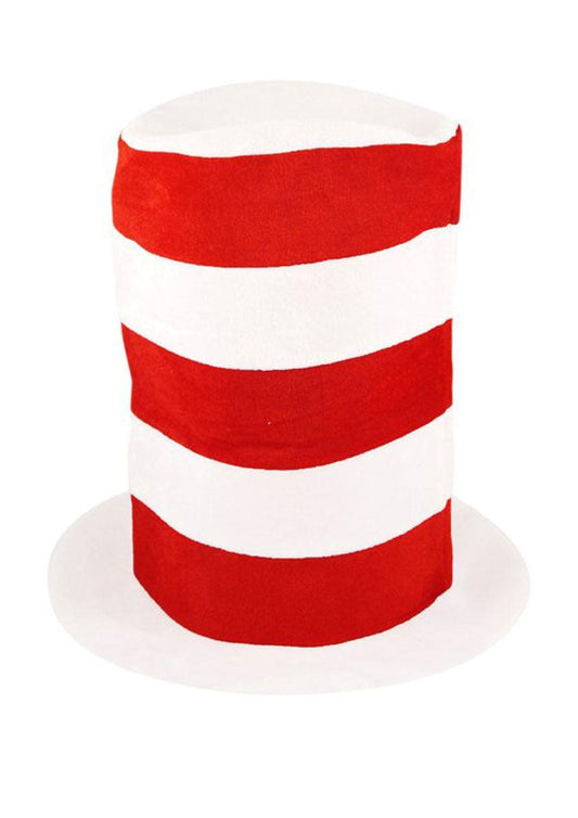 Tall Hat Red White Striped Kids Cat in Hat School Boy Book Week Fancy Dress Hat - Labreeze