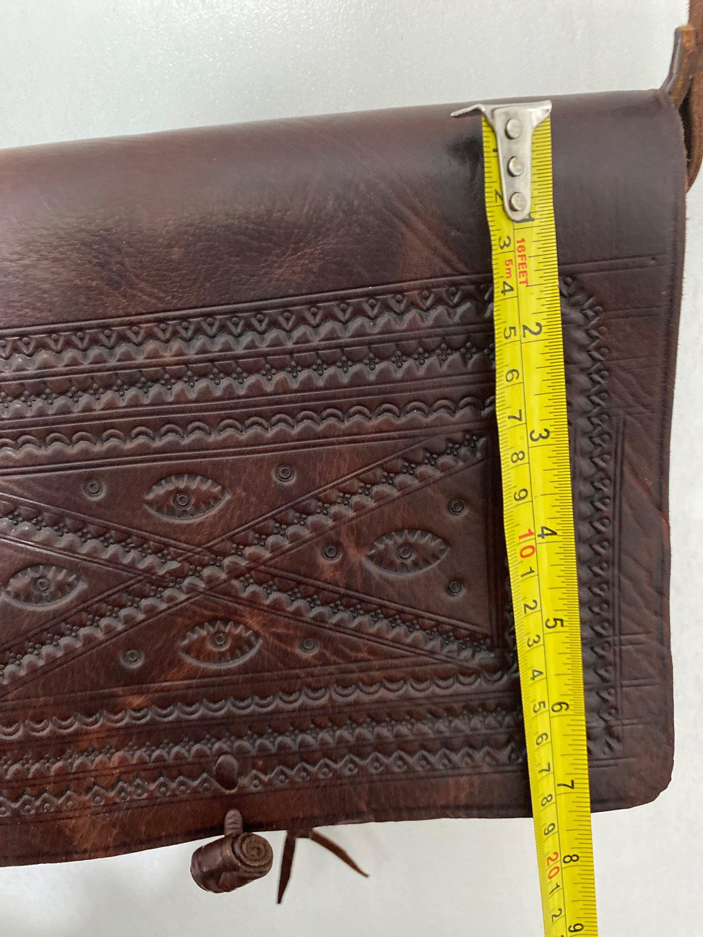 Vintage handmade real leather shoulder handbag Moroccan side passenger bag - Labreeze