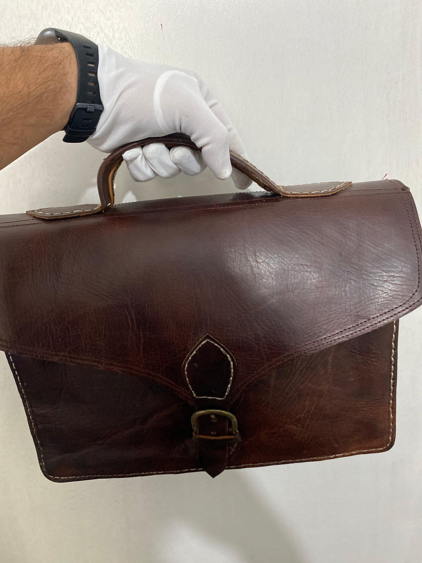 Vintage rusted handmade real leather handbag laptop Moroccan bag - Labreeze