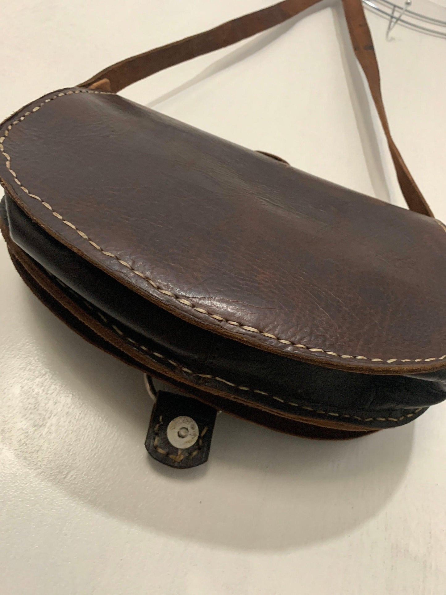 Vintage rusted handmade real leather shoulder handbag Moroccan bag - Labreeze