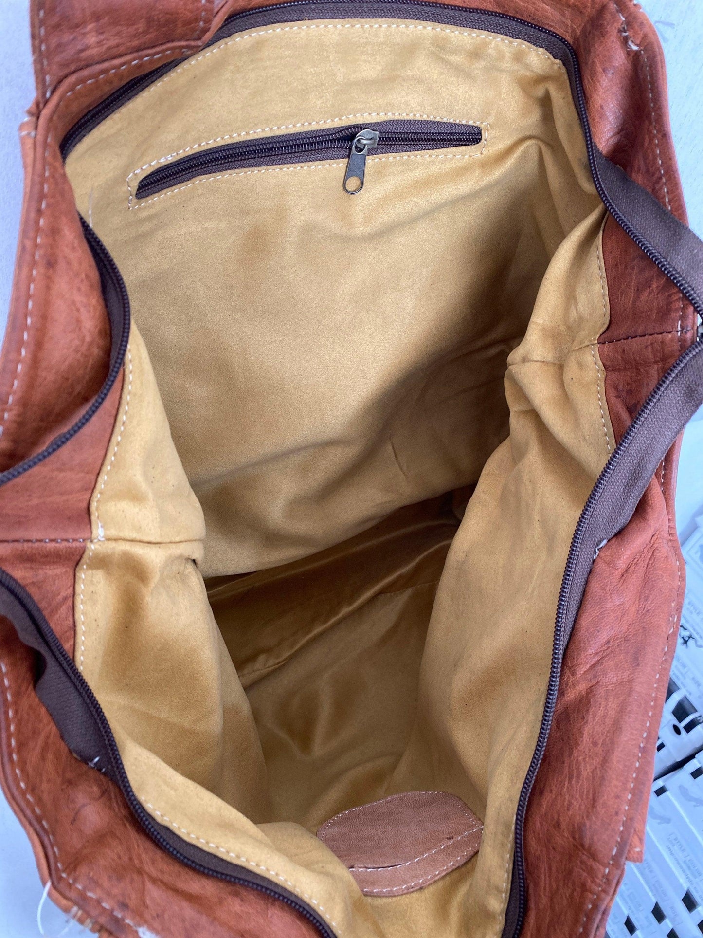 Vintage rusted handmade real leather shoulder handbag Moroccan bag - Labreeze