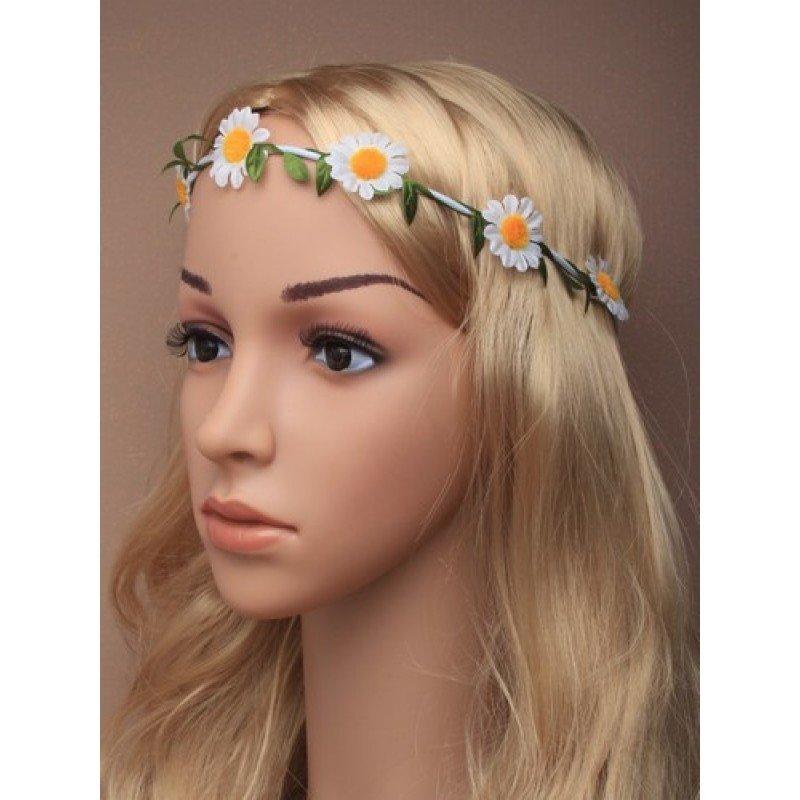 White daisy chain stretch bandeaux / browband - Labreeze
