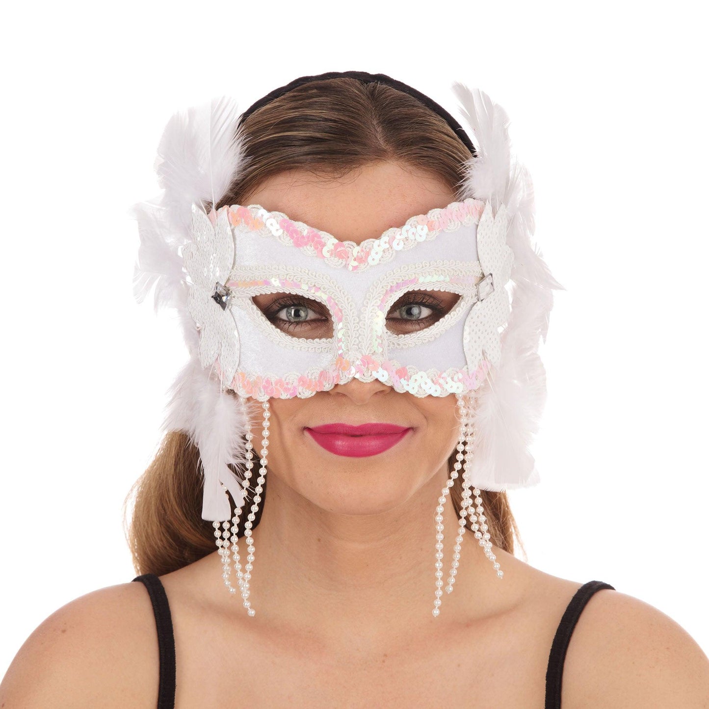 White Velvet + Feathers Mask - Labreeze