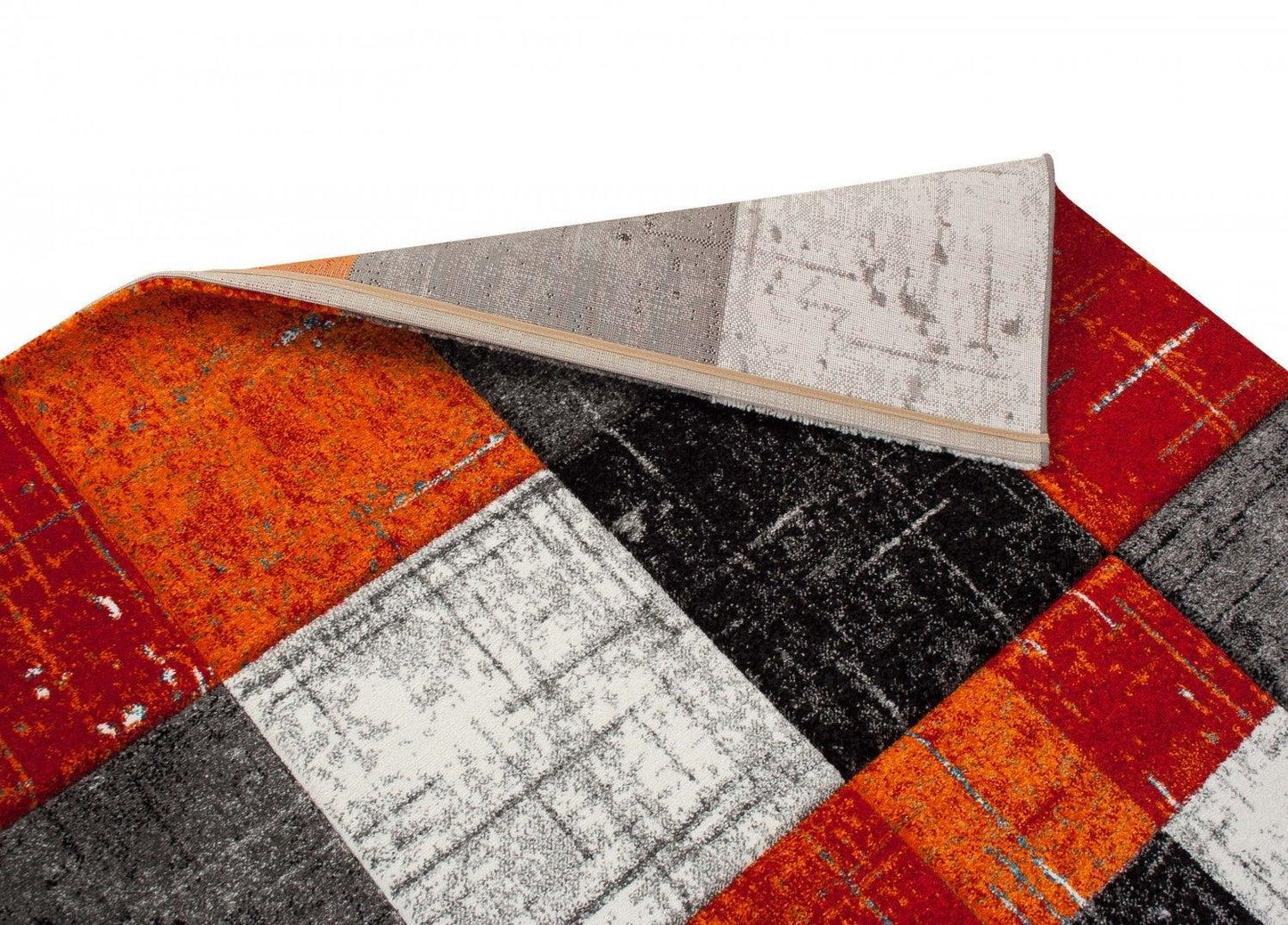 Wilton Rug Hand made London Square (RED/ORANGE) for home decor - Labreeze
