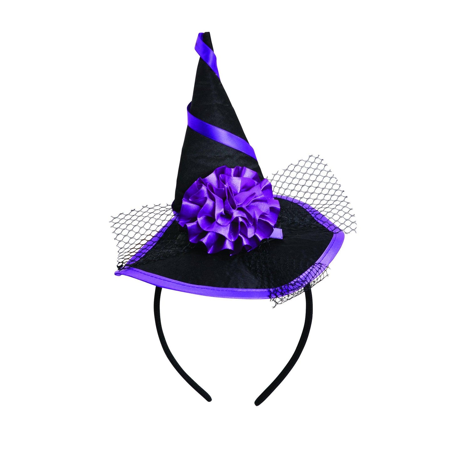 Witch Hat Mini On Headband Purple Halloween Ladies Fancy Dress Accessory - Labreeze