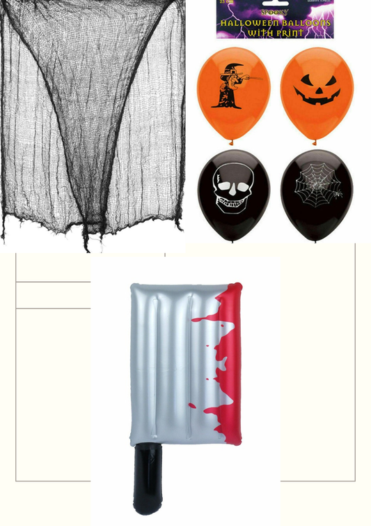 Halloween Party Decoration Kit - all included items on white background
