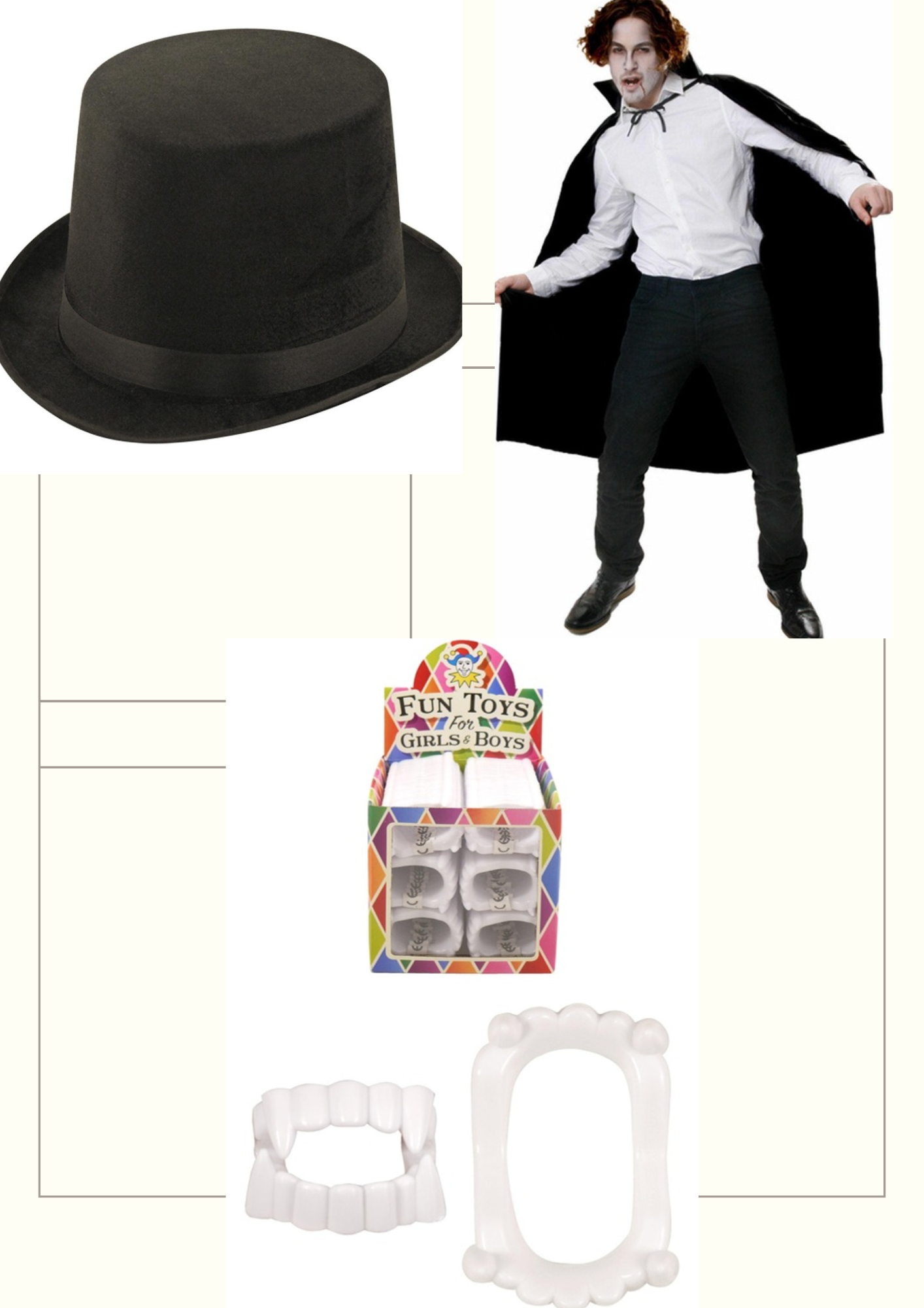 Victorian Vampire Gentleman Set - all included items on white background
