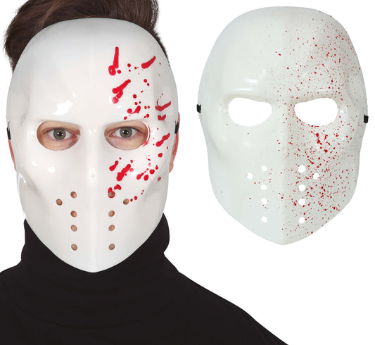 WHITE BLOODY PVC HOCKEY MASK
