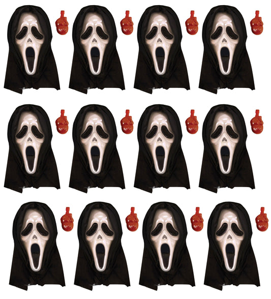 12 x Bleeding Halloween Masks - Spooky Plastic Scream Masks with Blood - Labreeze