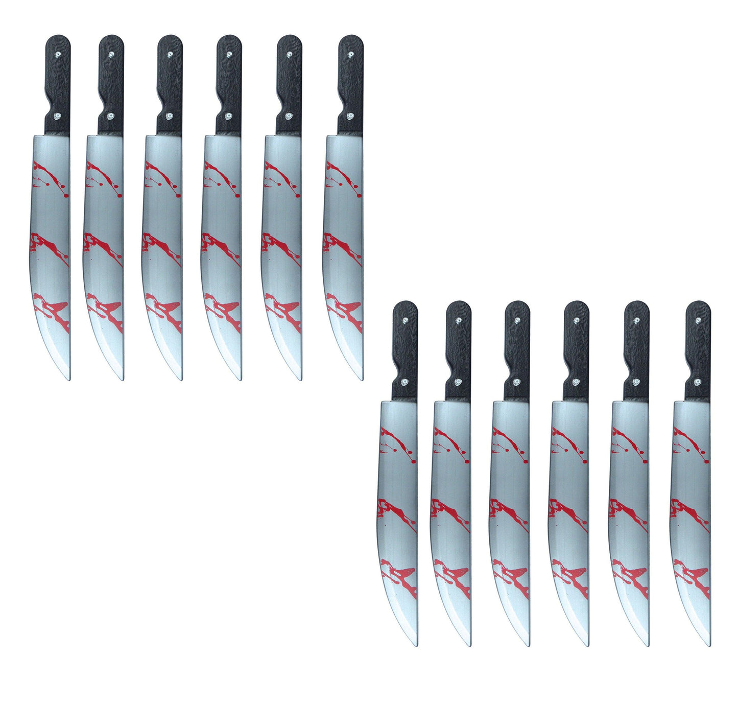 12x Fake Blooded Kitchen Knife Plastic Prop Halloween Horror Scary Spooky Fancy Dress Party Costume Accessory - Labreeze