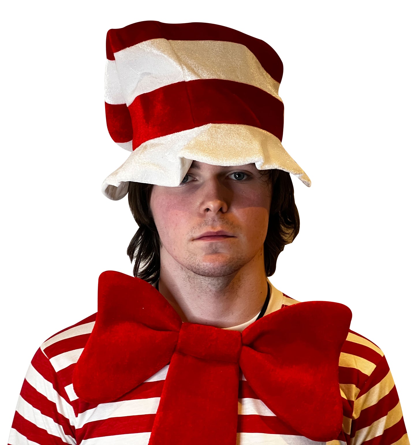 Labreeze Cat in the Hat 5-Piece Set – Red & White T-Shirt, Hat, Gloves, Bow Tie & Tail – World Book Day & World Book Week Fancy Dress Costume