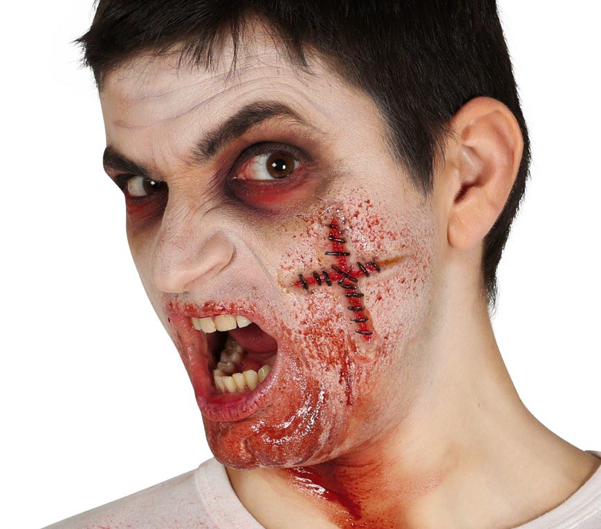 SEAMED CROSS SCAR LATEX WITH LIQUID GLUE