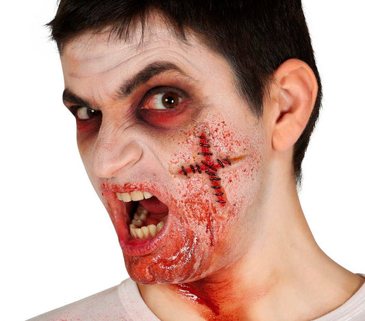 SEAMED CROSS SCAR LATEX WITH LIQUID GLUE