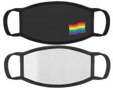 4 x Rainbow Pride Face Mask, Black Cotton with Heart and Flag Design, LGBTQ Support