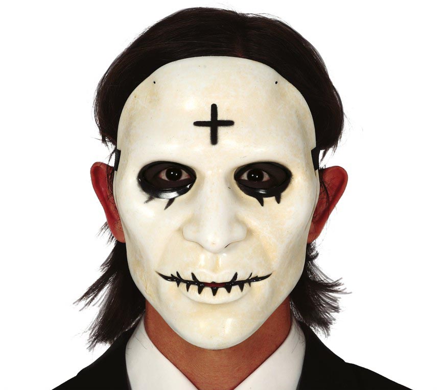 PVC WHITE MASK WITH CROSS MAN