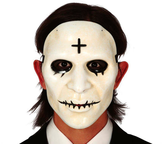 PVC WHITE MASK WITH CROSS MAN