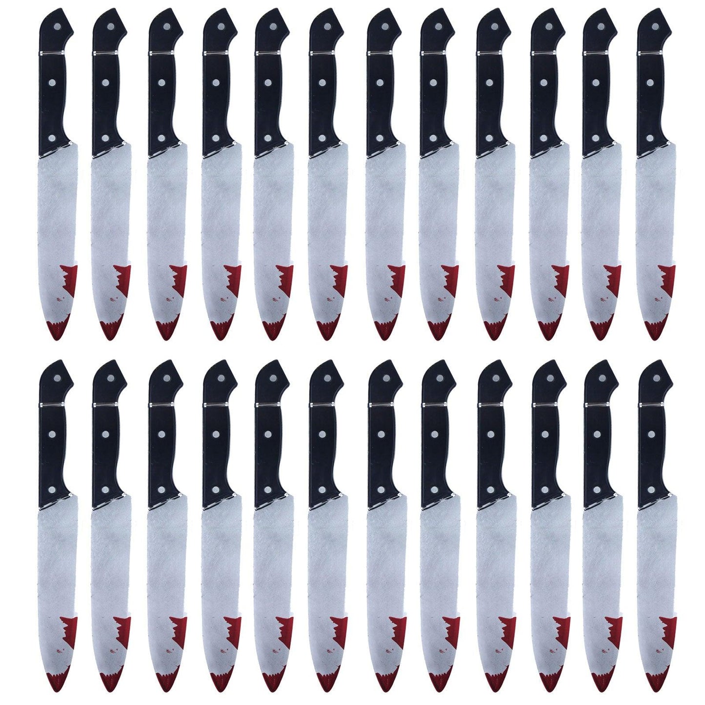 24x Realistic Bloodied Plastic Knife Weapon Props - 31 cm Halloween Horror Killer Party Fancy Dress Costume Accessories - Labreeze