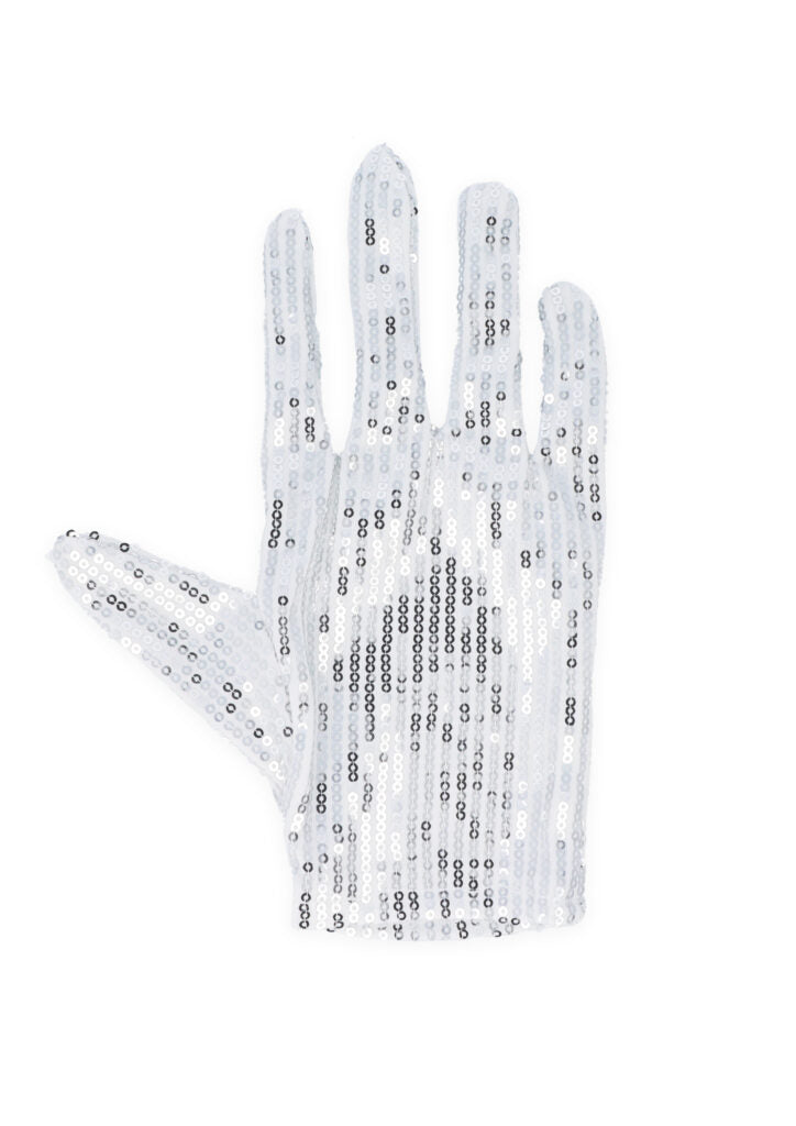 King of Pop Silver Sequin Glove & White Angel Halo Costume Accessory Set