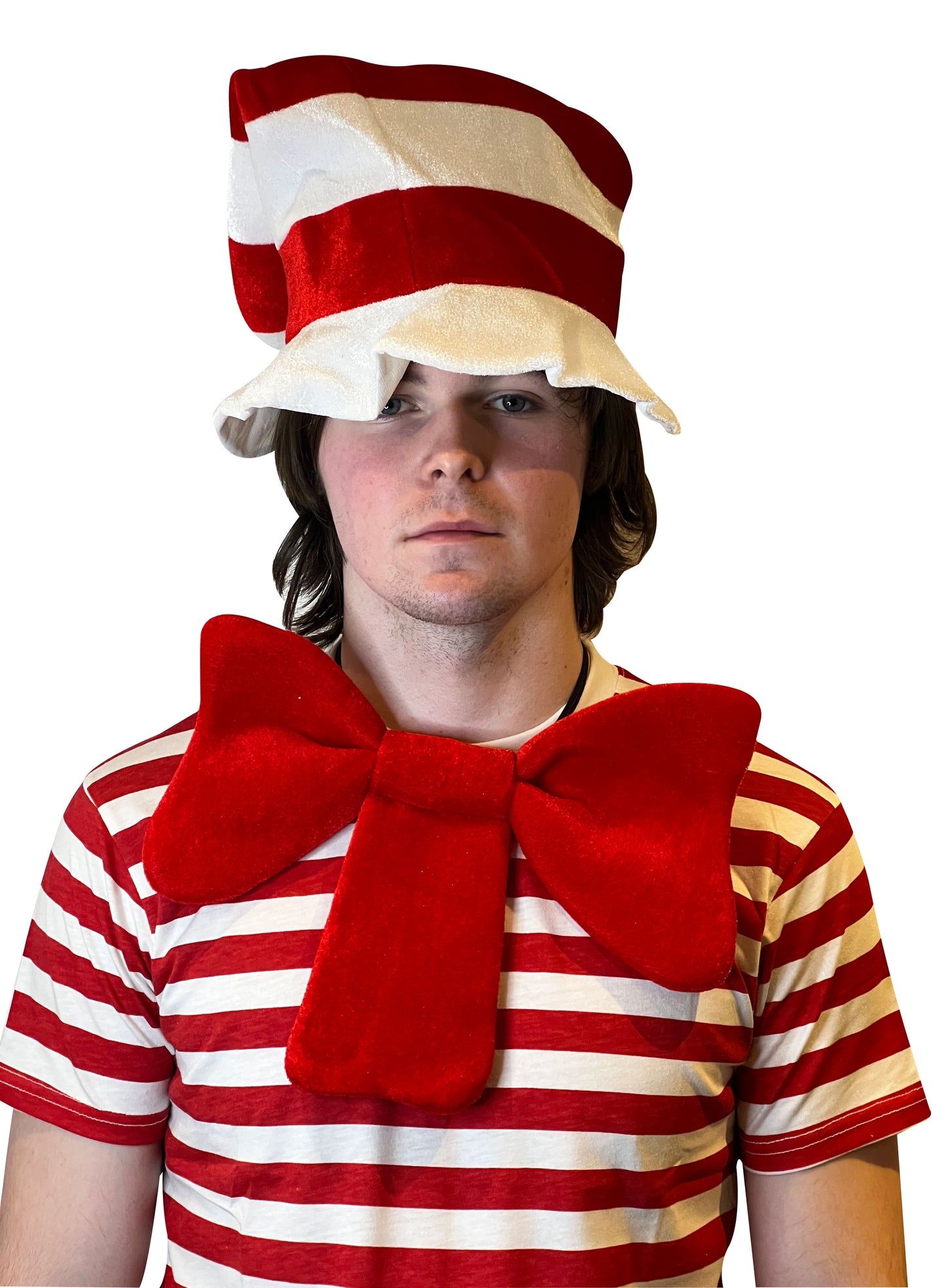 Labreeze Cat in the Hat 5-Piece Set – Red & White T-Shirt, Hat, Gloves, Bow Tie & Tail – World Book Day & World Book Week Fancy Dress Costume