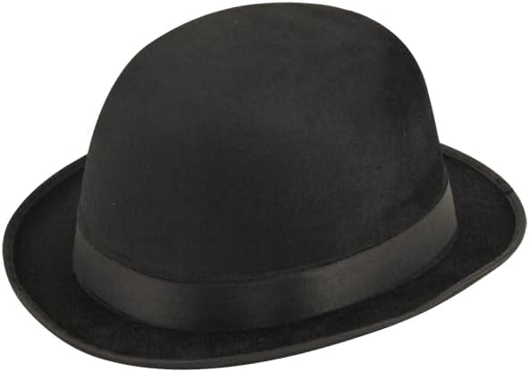 Classic Black Velour Bowler Hats, Matching Couple Set, Formal Costume Accessory, 2-Piece