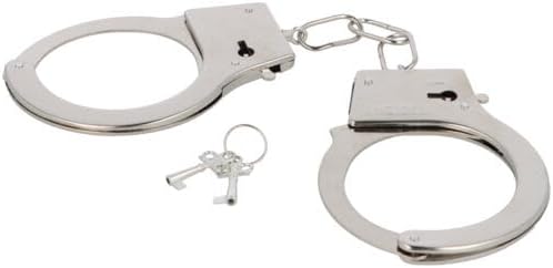 British WPC Police Cop Costume Set – Black Felt Hat with Badge & Metal Handcuffs – Fancy Dress Accessory Kit for Adults