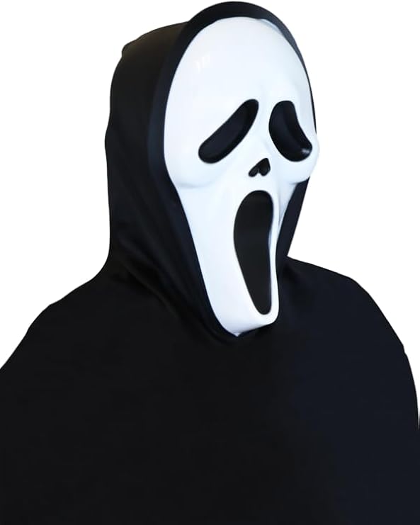 labreeze Pack of 20 Adult Screaming Ghost Face Masks with Hood – Scary Halloween Costume Accessories for Fancy Dress, Trick or Treat, Cosplay, Haunted Houses & Horror Parties