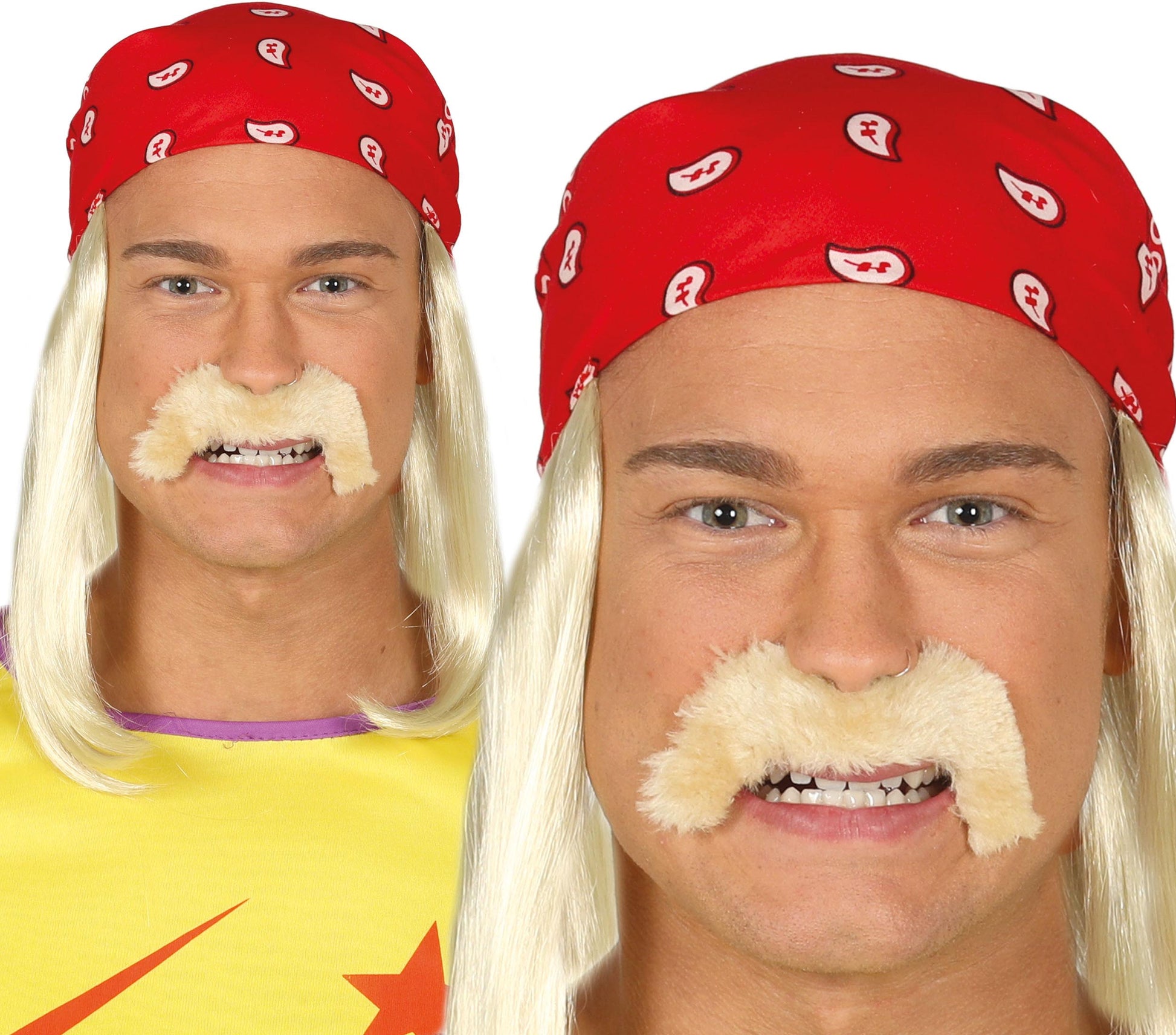 RED KERCHIEF WITH WIG AND MOUSTACHE IN B - Labreeze Ltd