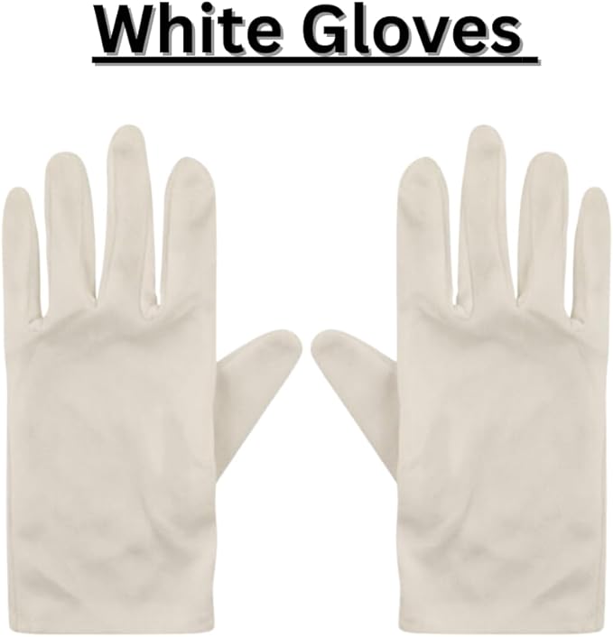 labreeze Black Satin Top Hat with Magic Wand (26.5cm) and White Gloves – Magician Costume Accessory Set